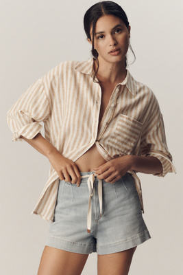 Joe's Jeans Addison Tie-front Denim Shorts In Blue