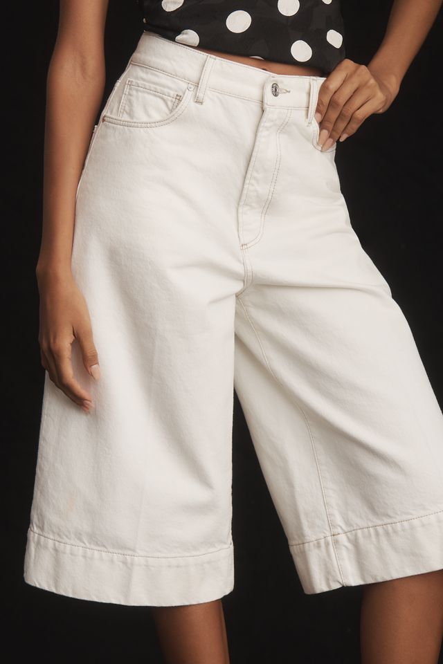 PAIGE Eva High-Rise Polished Long Denim Shorts #1