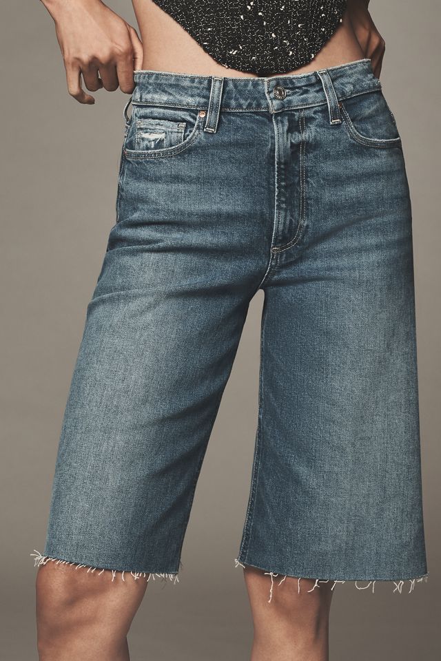 PAIGE Cadee High-Rise Denim Bermuda Shorts #1