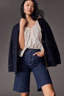 Cadee High-Rise Denim Bermuda Shorts
