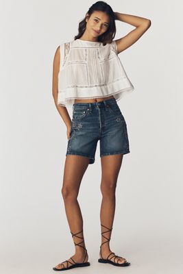 Anna Sui Studded Denim Shorts