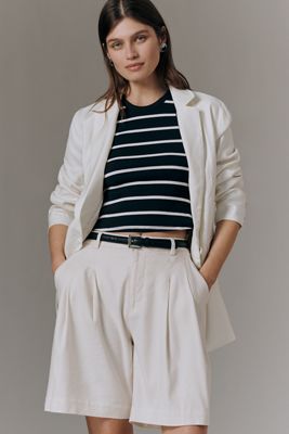 Avery European Linen Stretch Pleated Shorts