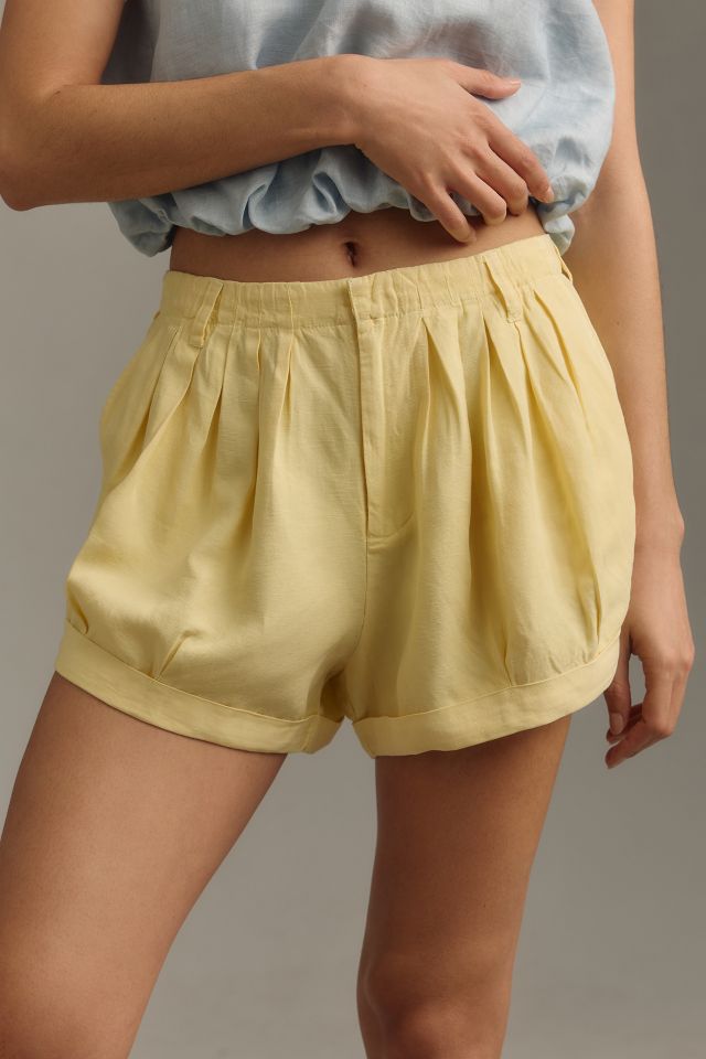 By Anthropologie Pleated Linen Shorts