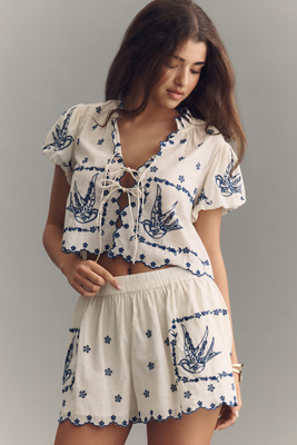 Maeve Province Town Embroidered Shorts