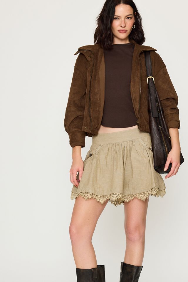 By Anthropologie Lace-Hem Mini Skirt #3