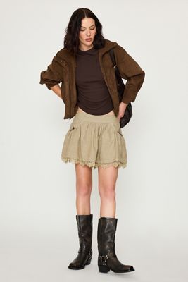 By Anthropologie Lace-Hem Mini Skirt