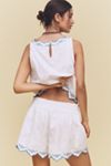 Maeve Embroidered Scallop-Hem Bloomer Shorts