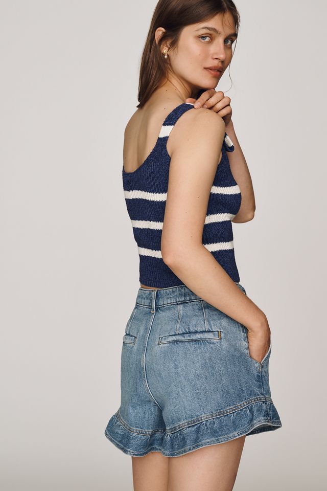 Maeve Ruffled Hem Denim Shorts #1