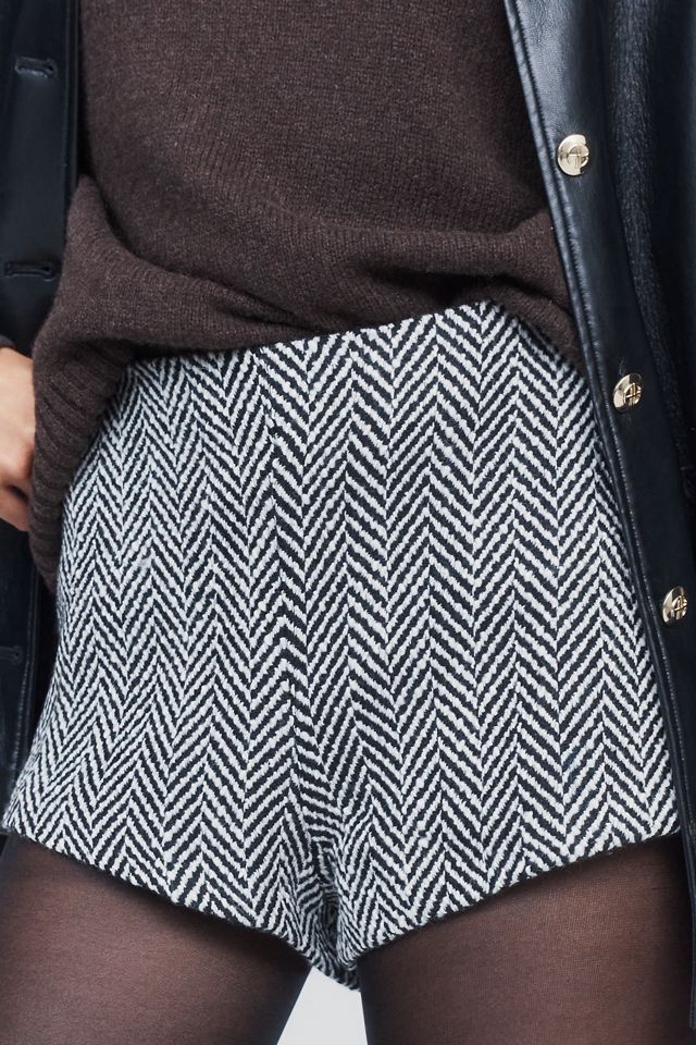 Naked Wardrobe Wool Blend Herringbone Shorts #1