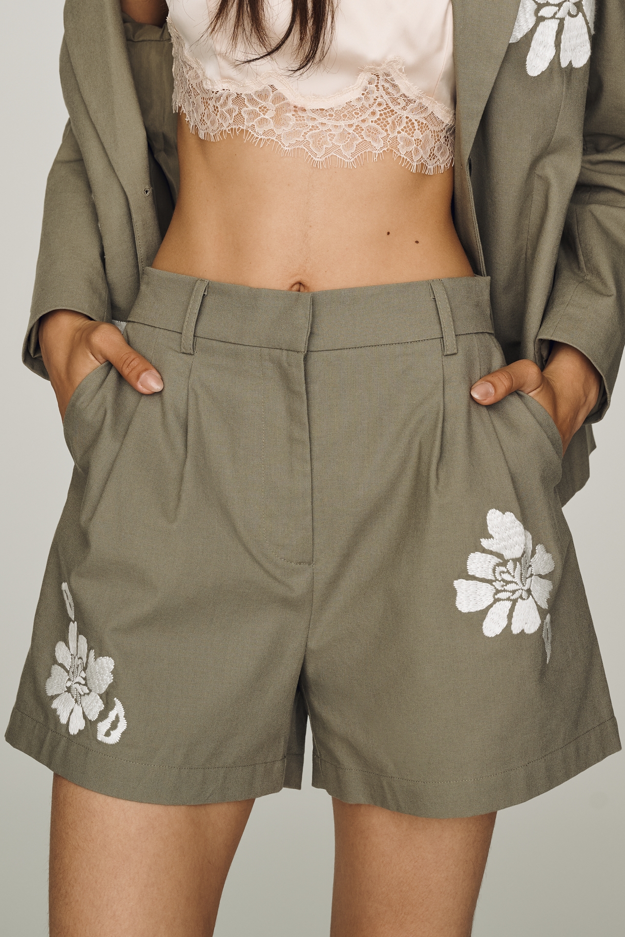 Dolan Left Coast Cotton Linen Embroidered Shorts