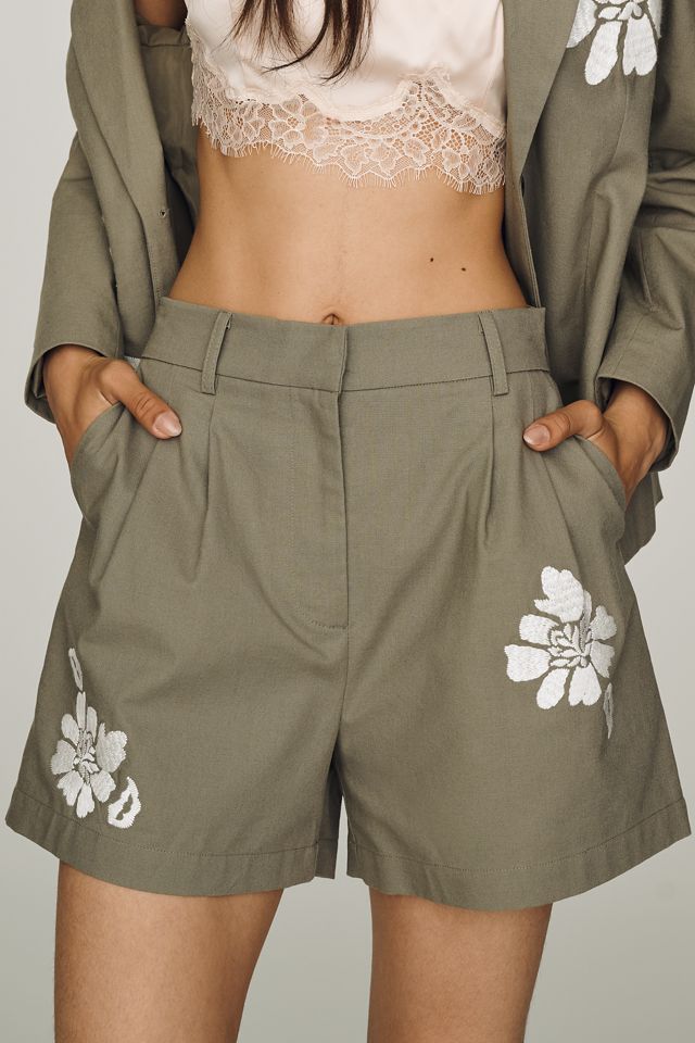 Dolan Left Coast Cotton Linen Embroidered Shorts | Anthropologie