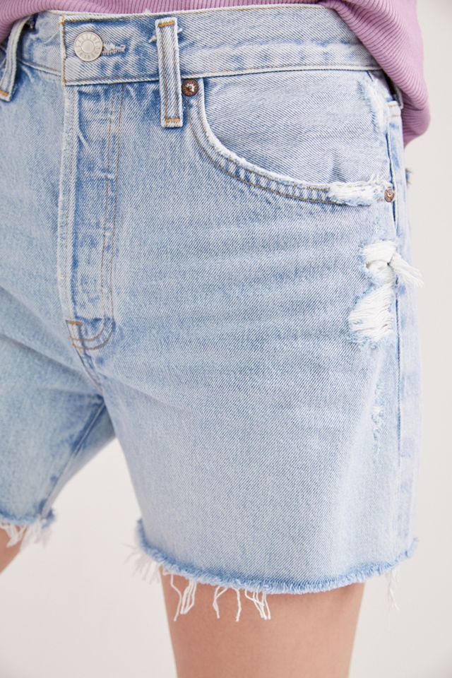 AGOLDE Ultra High-Rise Frayed Denim Shorts #1