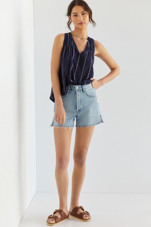 AGOLDE Ultra High-Rise Frayed Denim Shorts