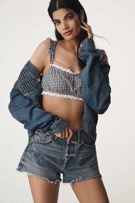 AGOLDE PARKER DENIM FRAY SHORTS 