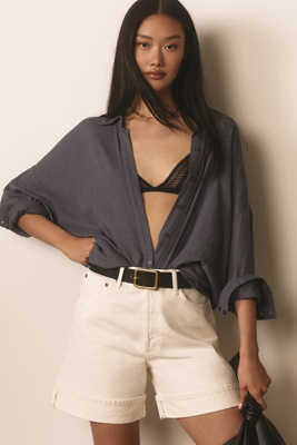 Agolde Dame Denim Shorts In White