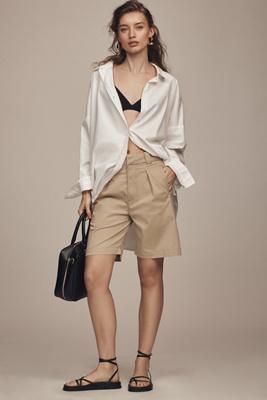 Citizen Of Humanity Cara Pleated Bermuda Shorts In Beige