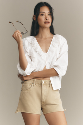 Citizen Of Humanity Marlow Vintage Mid-rise Denim Shorts In Beige