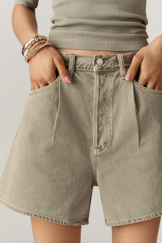 AGOLDE Rhoda High-Rise Pleated A-Line Denim Shorts #2