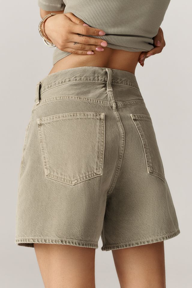 AGOLDE Rhoda High-Rise Pleated A-Line Denim Shorts #4