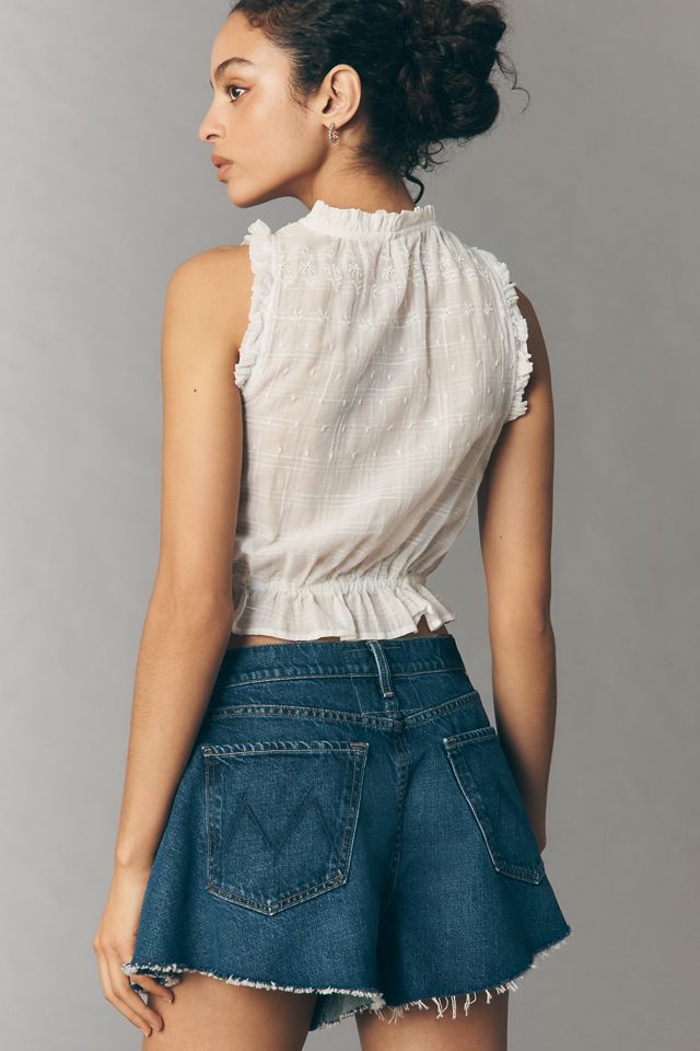 MOTHER Flutter Frayed Denim Shorts #1