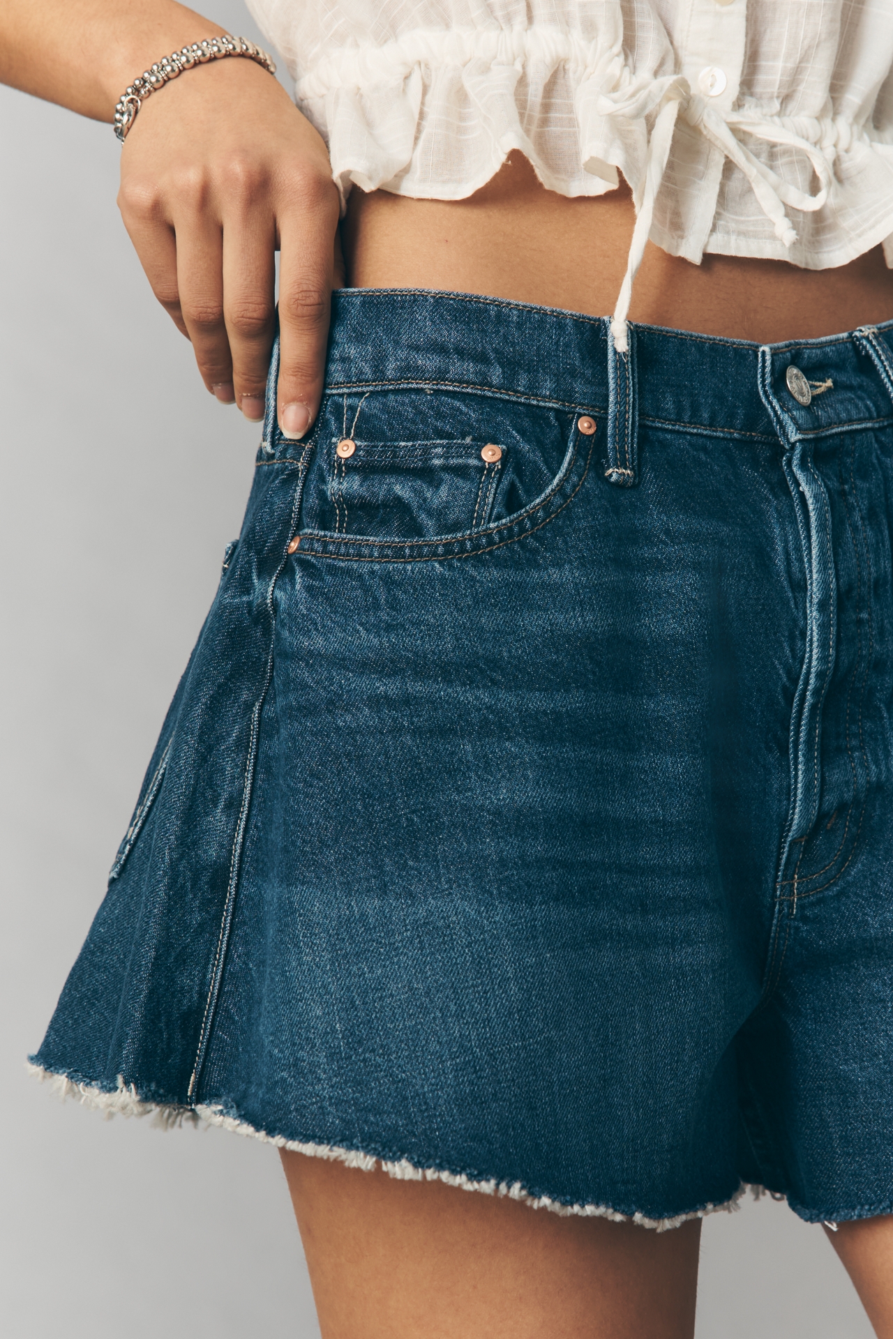 MOTHER Flutter Frayed Denim Shorts