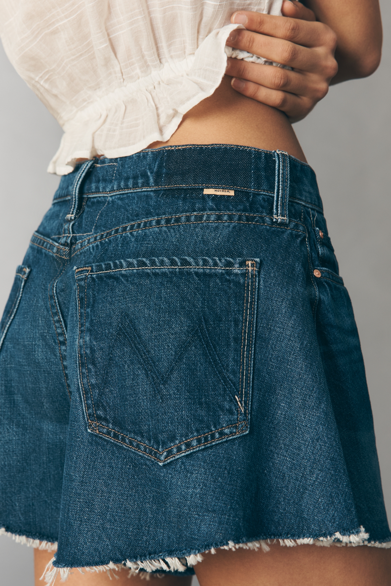MOTHER Flutter Frayed Denim Shorts