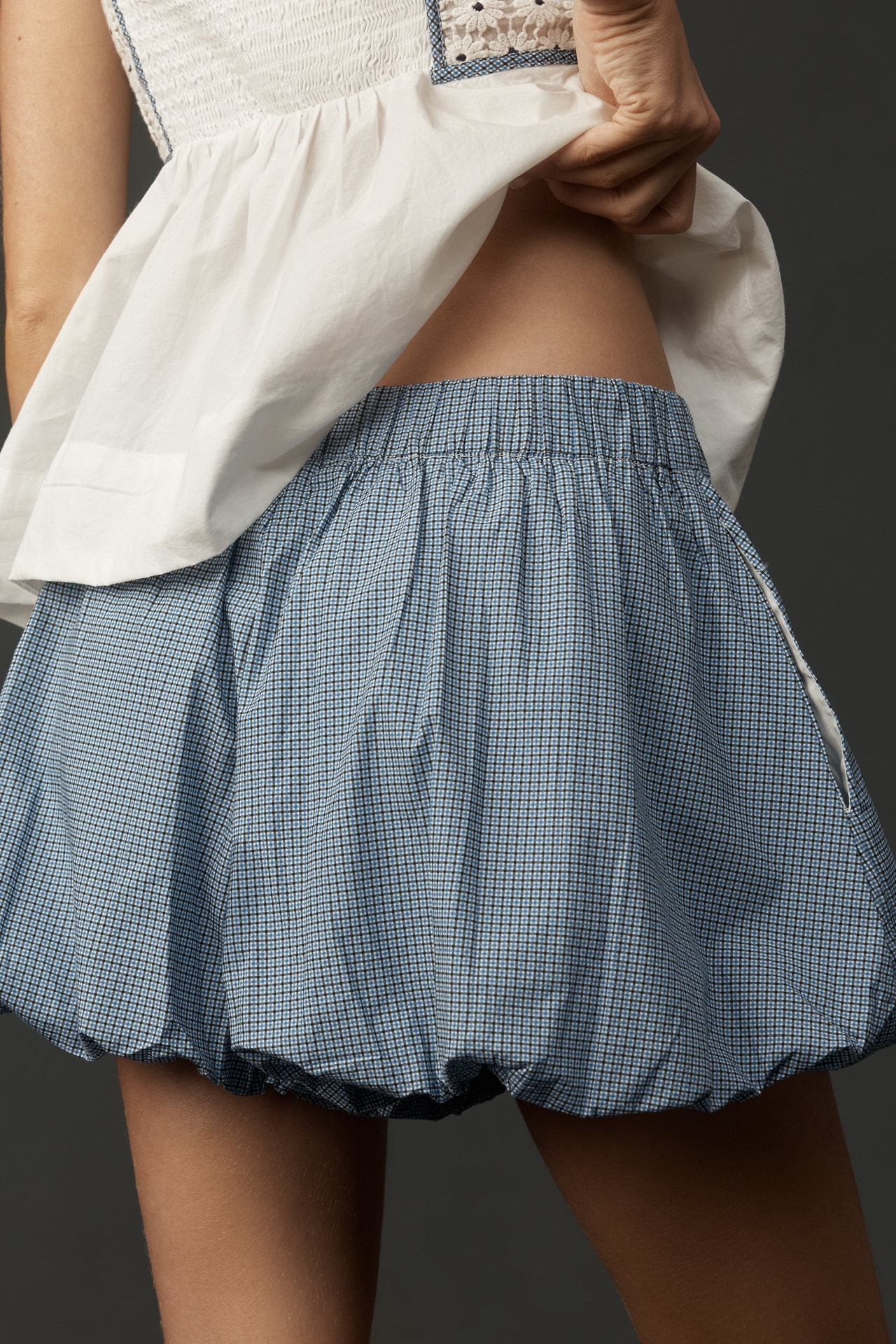 Maeve Cotton Bubble-Hem Shorts