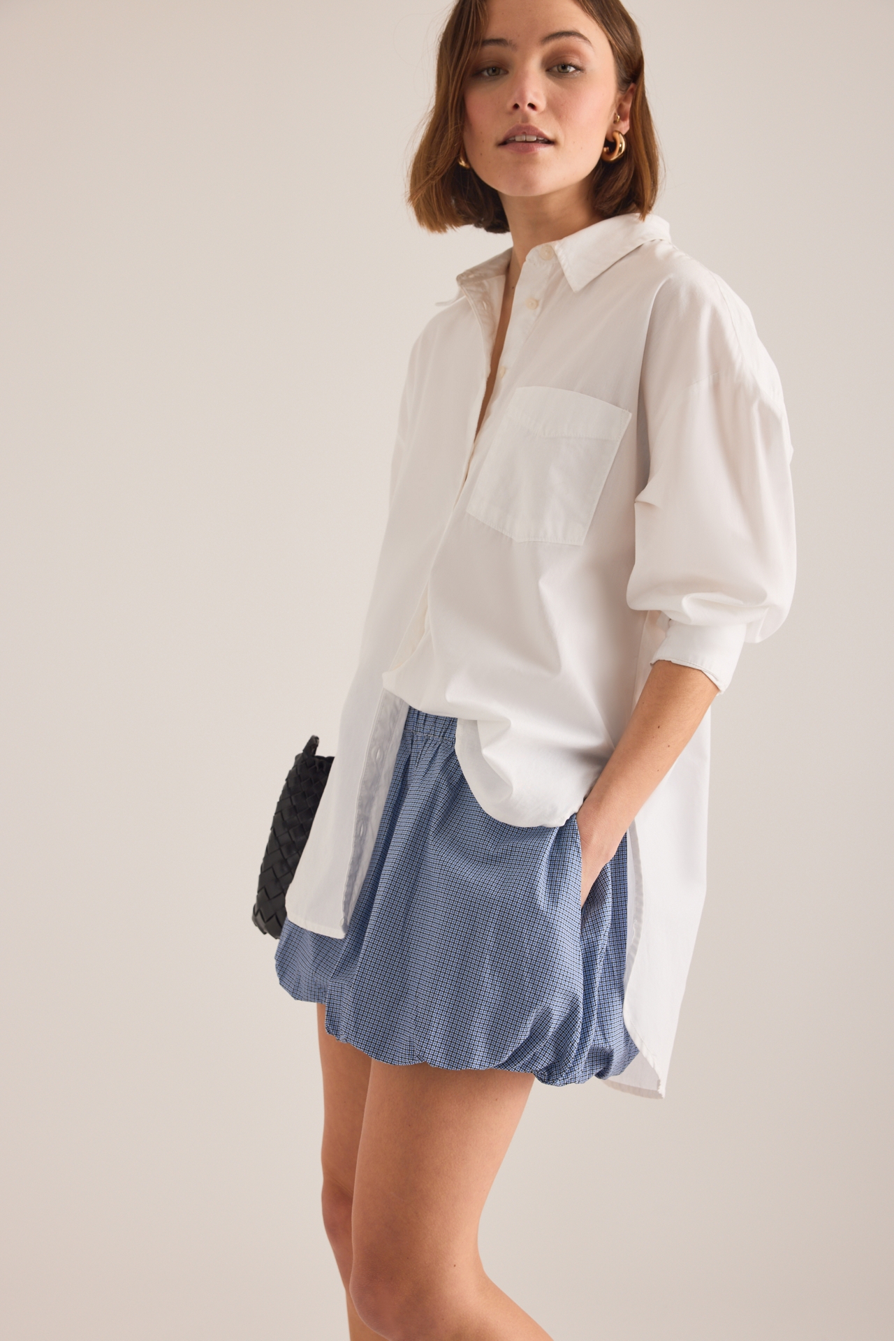 Maeve Cotton Bubble-Hem Shorts
