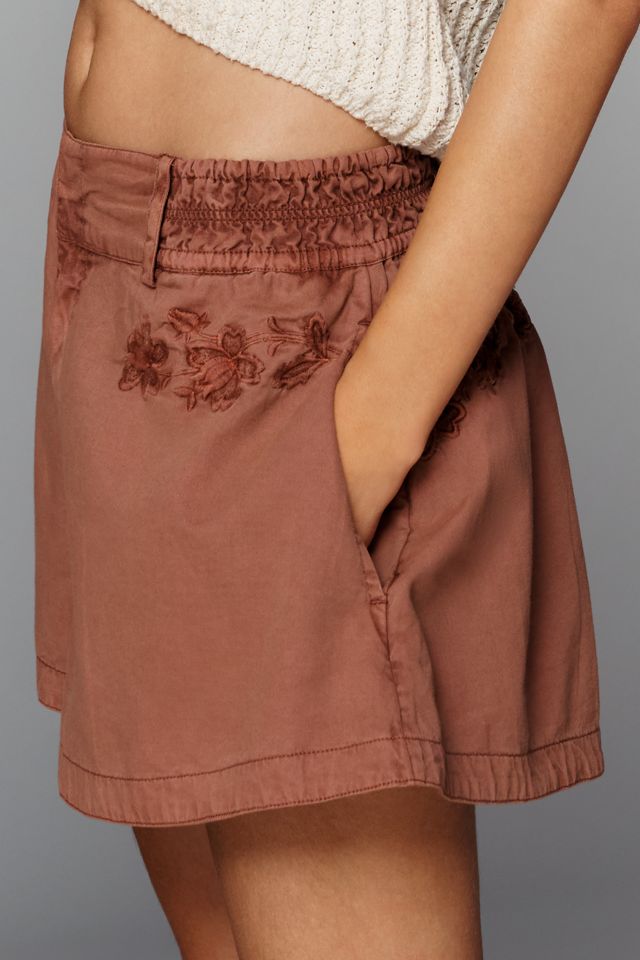 By Anthropologie Cotton Linen Embroidered Shorts #1