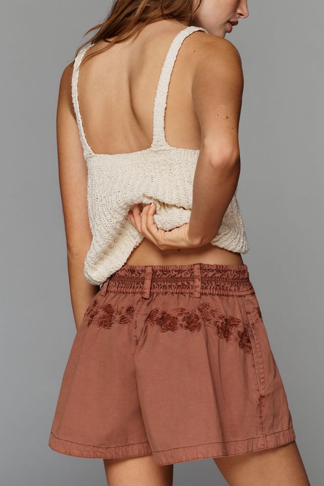 By Anthropologie Cotton Linen Embroidered Shorts #2