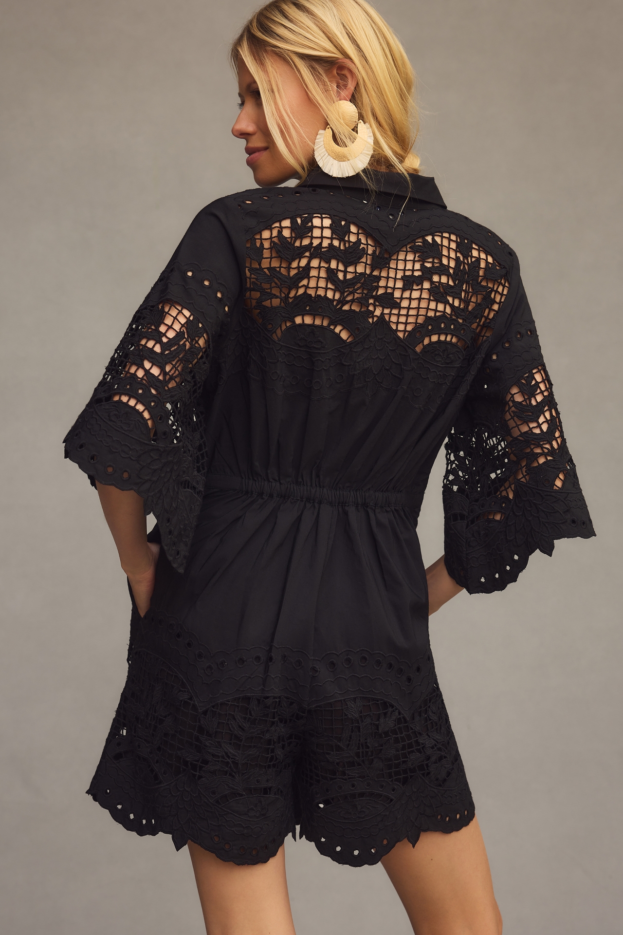 Ranna Gill Lace Buttondown Romper