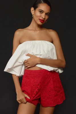 Shop Ranna Gill Embroidered Shorts In Red