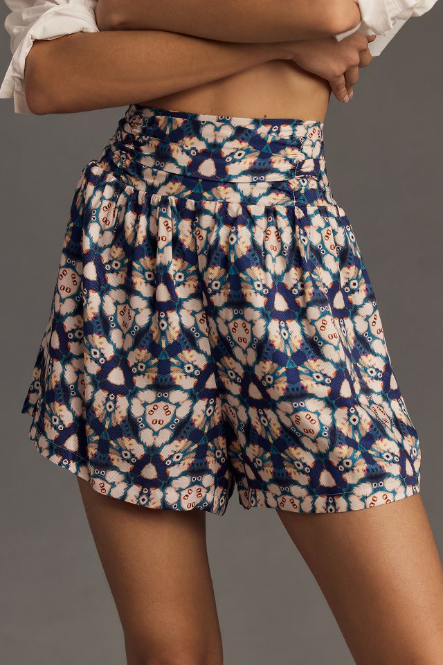 By Anthropologie Ruched Wide-Leg Shorts