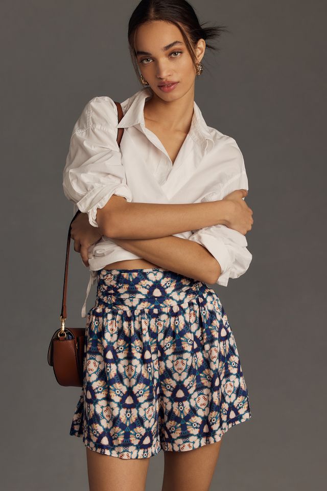 By Anthropologie Ruched Wide-Leg Shorts
