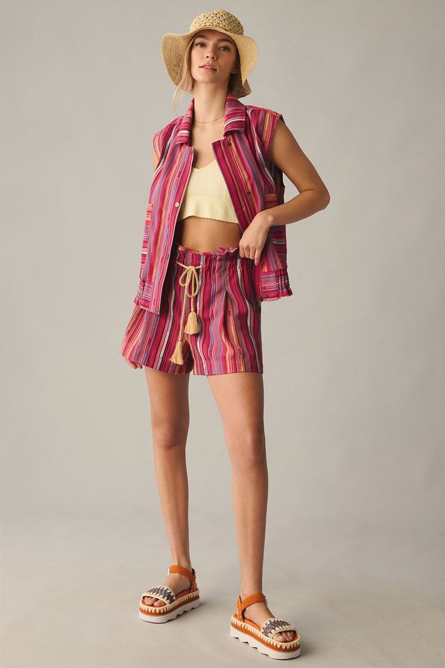 By Anthropologie Tasseled Paperbag Shorts