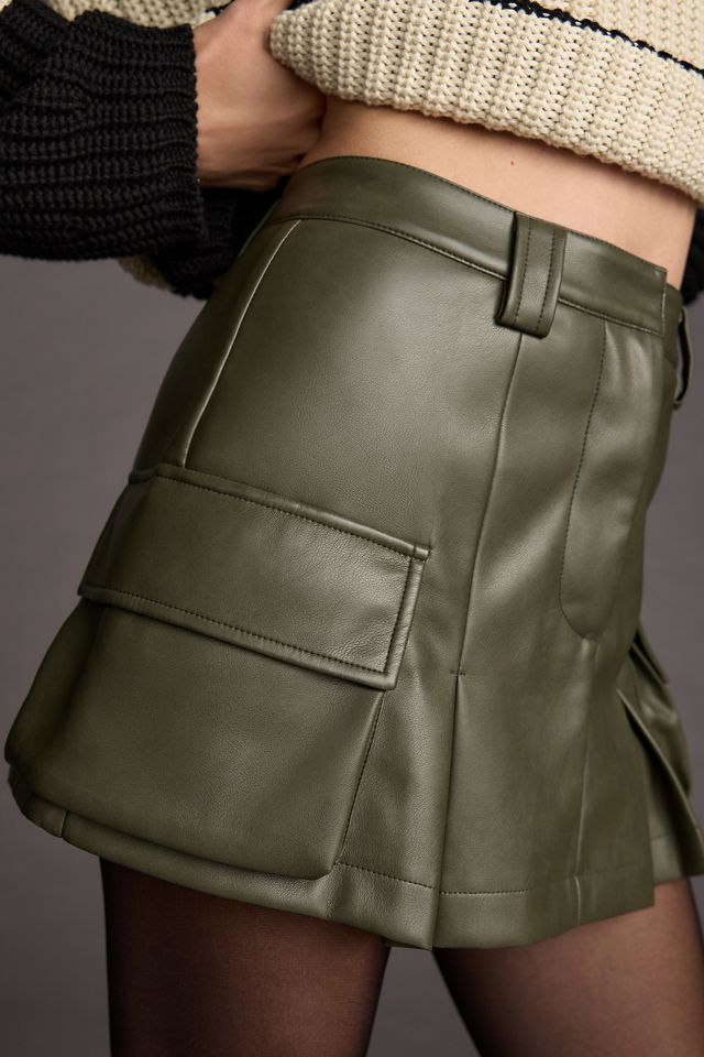 Avec Les Filles Faux Leather Pleated Skort #1