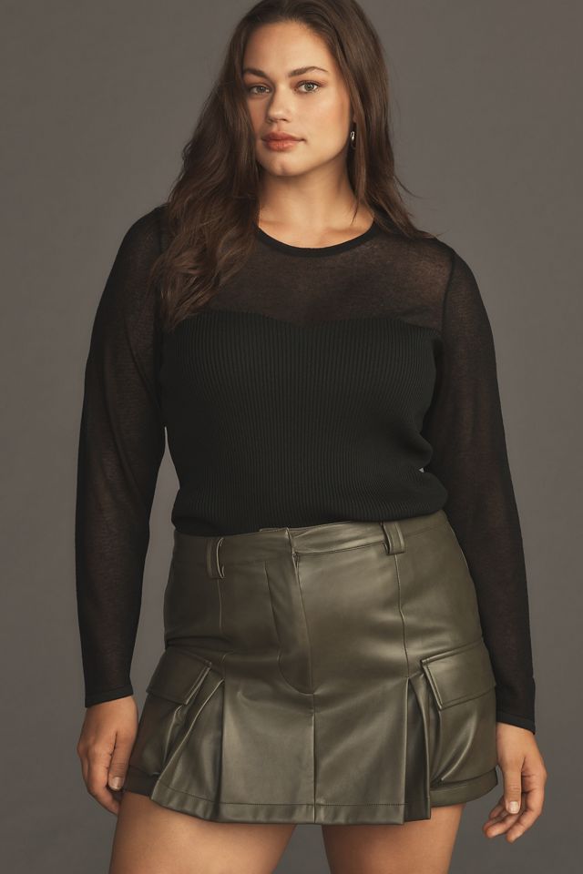 Avec Les Filles Faux Leather Pleated Skort #4