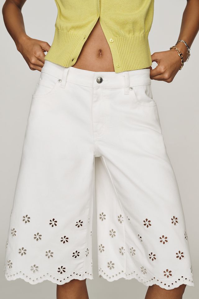 Avec Les Filles 100% Cotton Eyelet Long Shorts #2