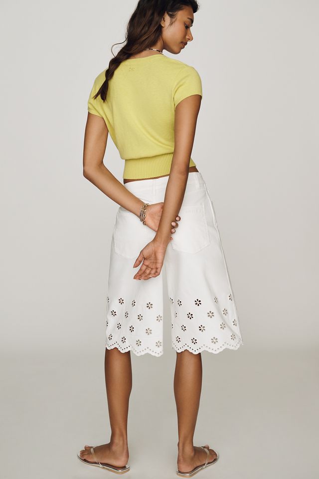 Avec Les Filles 100% Cotton Eyelet Long Shorts #3