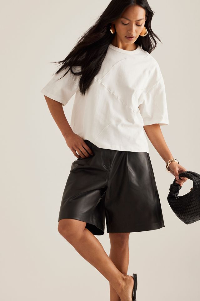 Selected  Vista High Waisted Leather Shorts #3