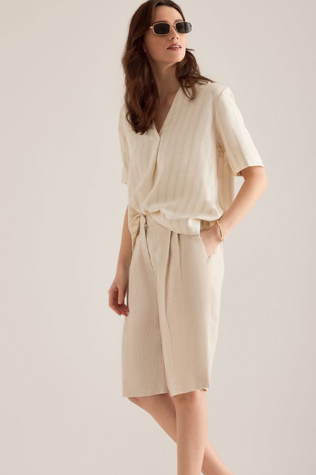 Selected Ida Leinen-Shorts mit hoher Taille #2