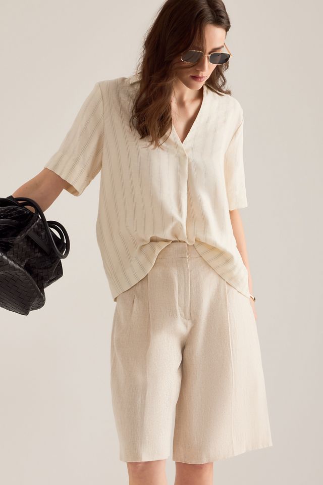 Selected Ida Leinen-Shorts mit hoher Taille #3