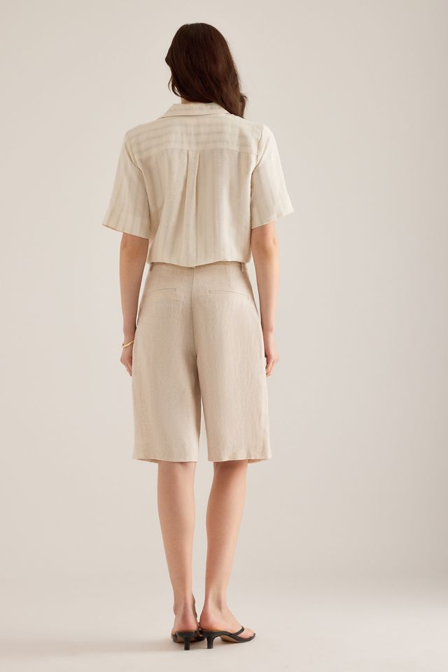 Selected Ida Leinen-Shorts mit hoher Taille #5