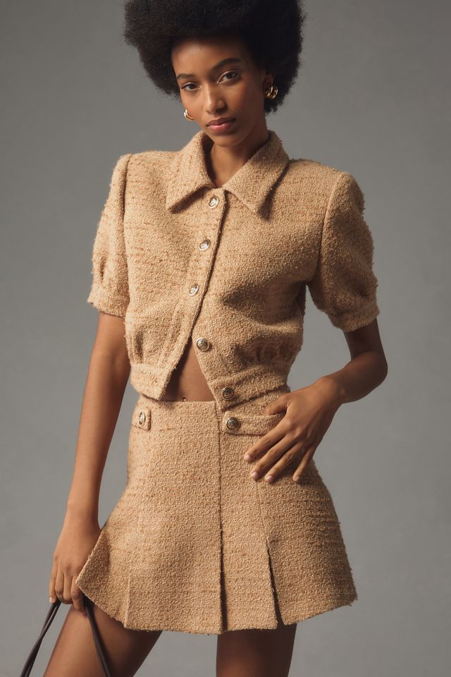 ASTR The Label Bronwyn Pleated Tweed Skort #2