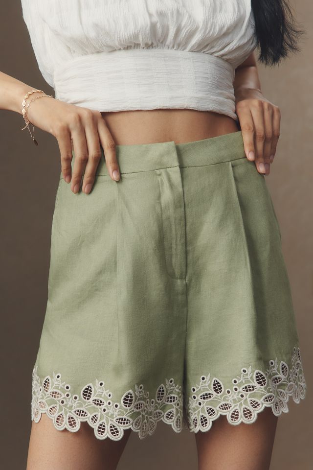 ASTR The Label Kiya Linen Embroidered Shorts #1
