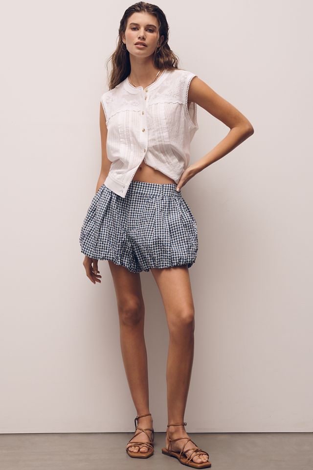 ASTR The Label Margeen Cotton Bubble-Hem Shorts #2