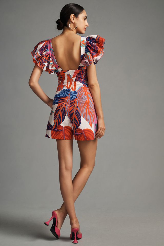 Hutch Printed Ruffle-Sleeve Romper #1