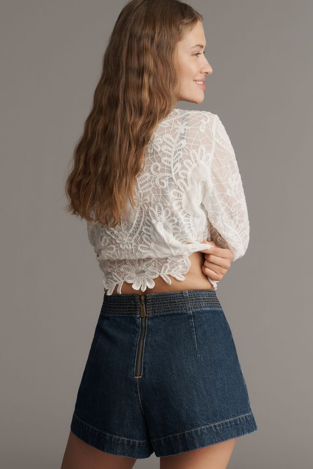 KIVARI Joelle Denim Lace-Up Shorts #3