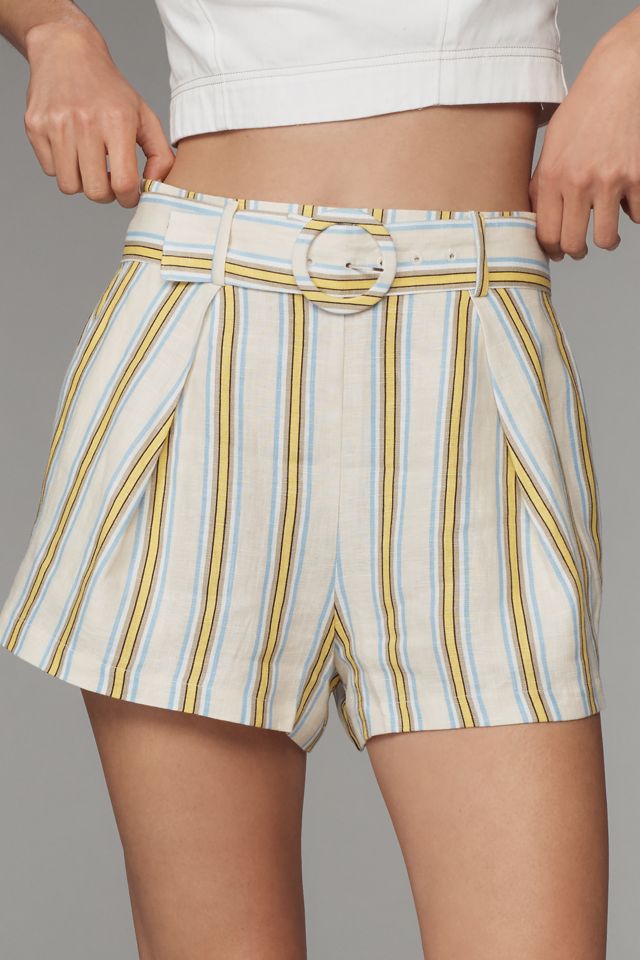 Maeve Linen Striped Belted Shorts #2