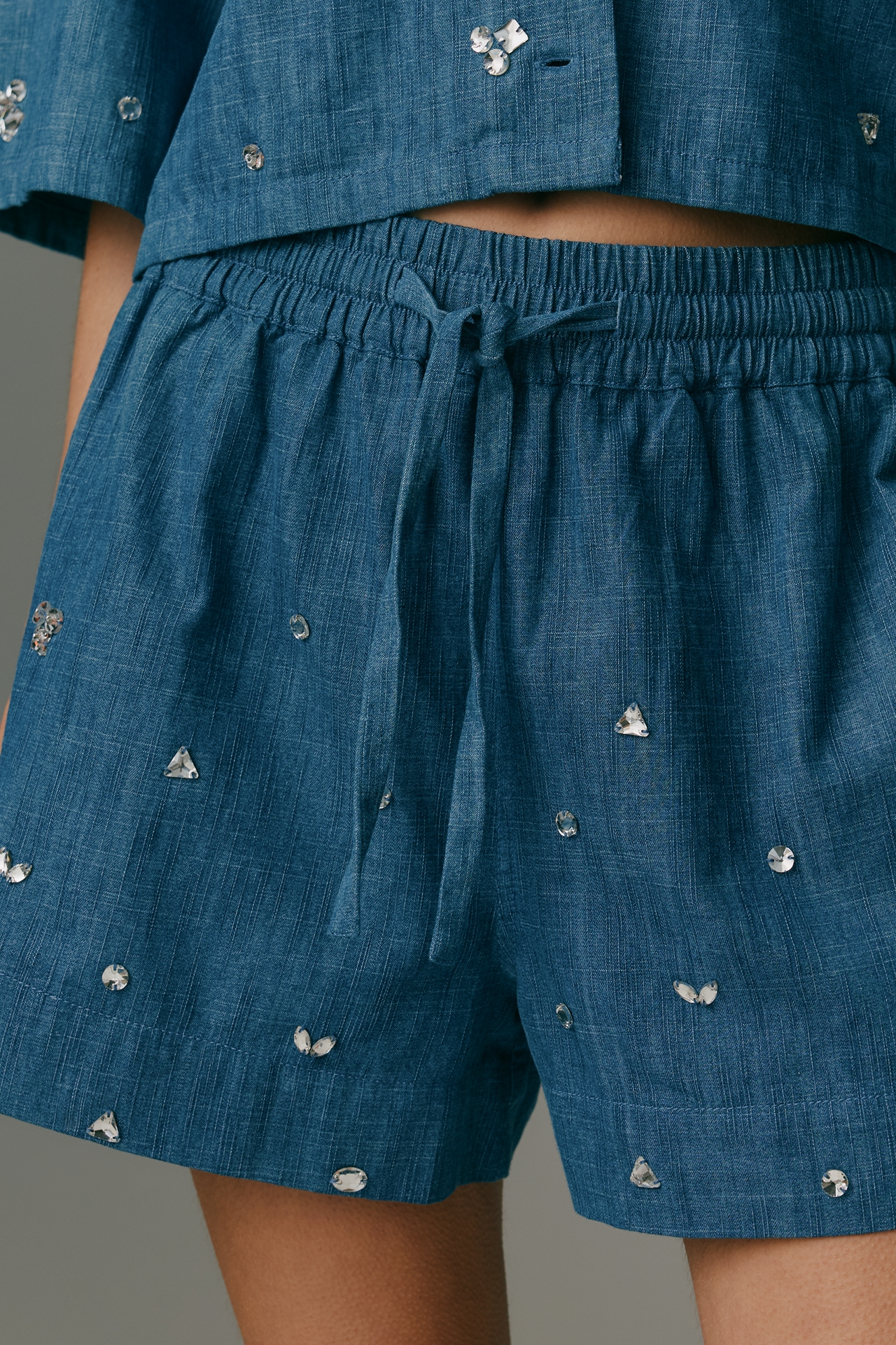 Pilcro High-Rise Chambray Drawstring Shorts
